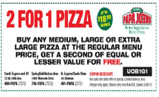 Papa Johns Promo Codes Papa Johns Coupons Online 50 Off
